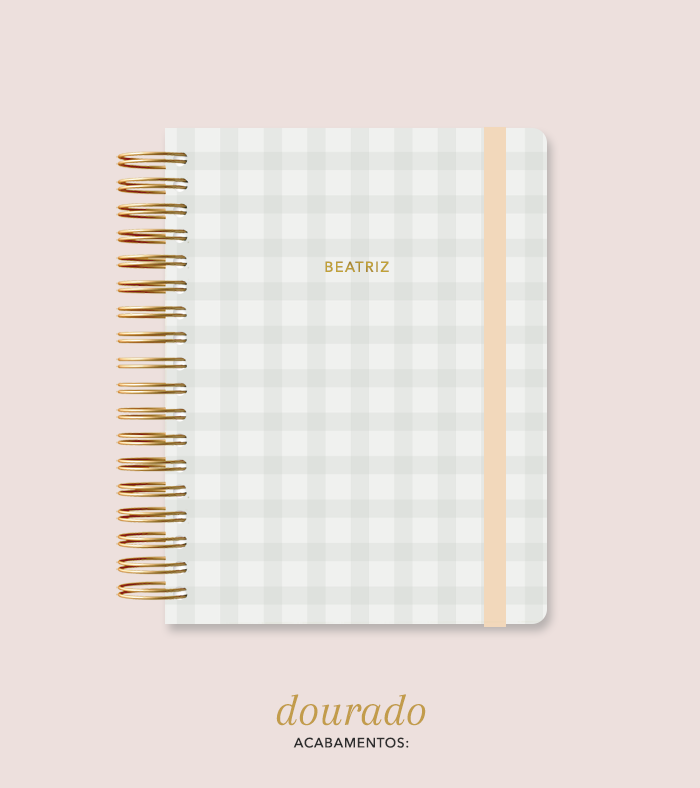 Capa + Espiral Mini Verde Xadrez | com Bolso e Divisórias