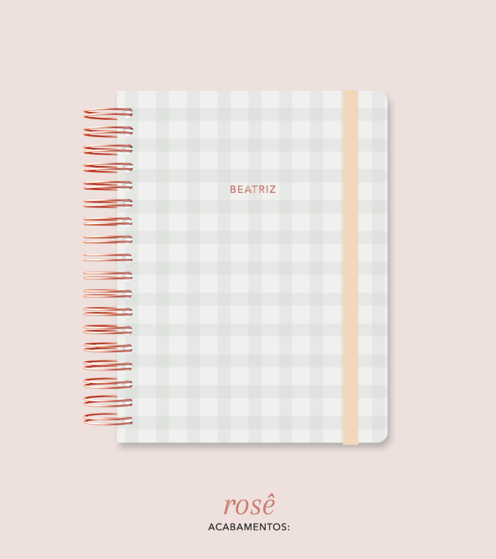 Capa + Espiral Mini Verde Xadrez | com Bolso e Divisórias