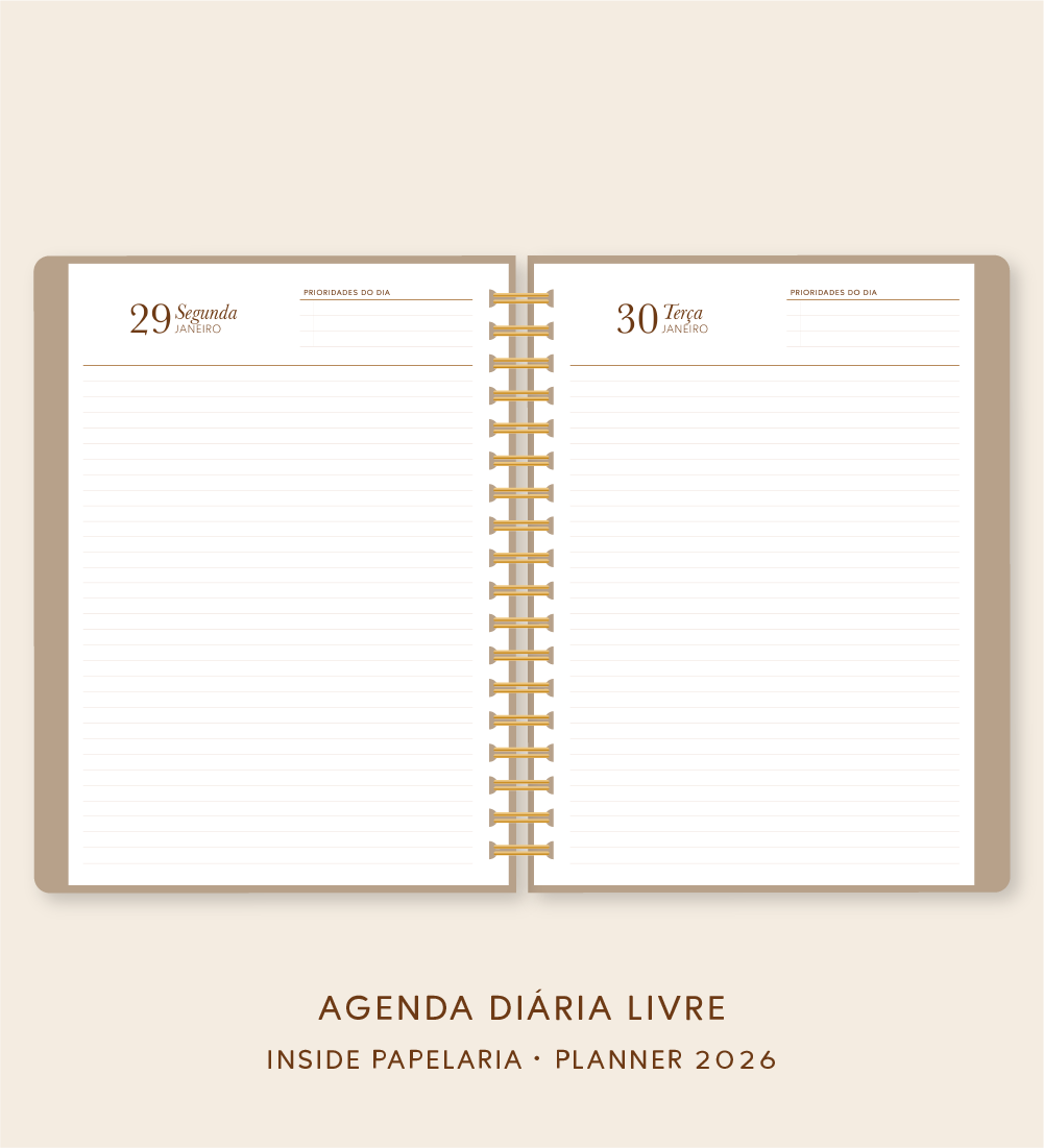 Insert Planner - Visões 2026 (somente semanas e/ou dias) - Meses Contínuos | 120g/m²