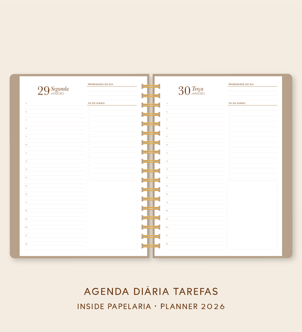 Insert Planner - Visões 2026 (somente semanas e/ou dias) - Meses Contínuos | 120g/m²
