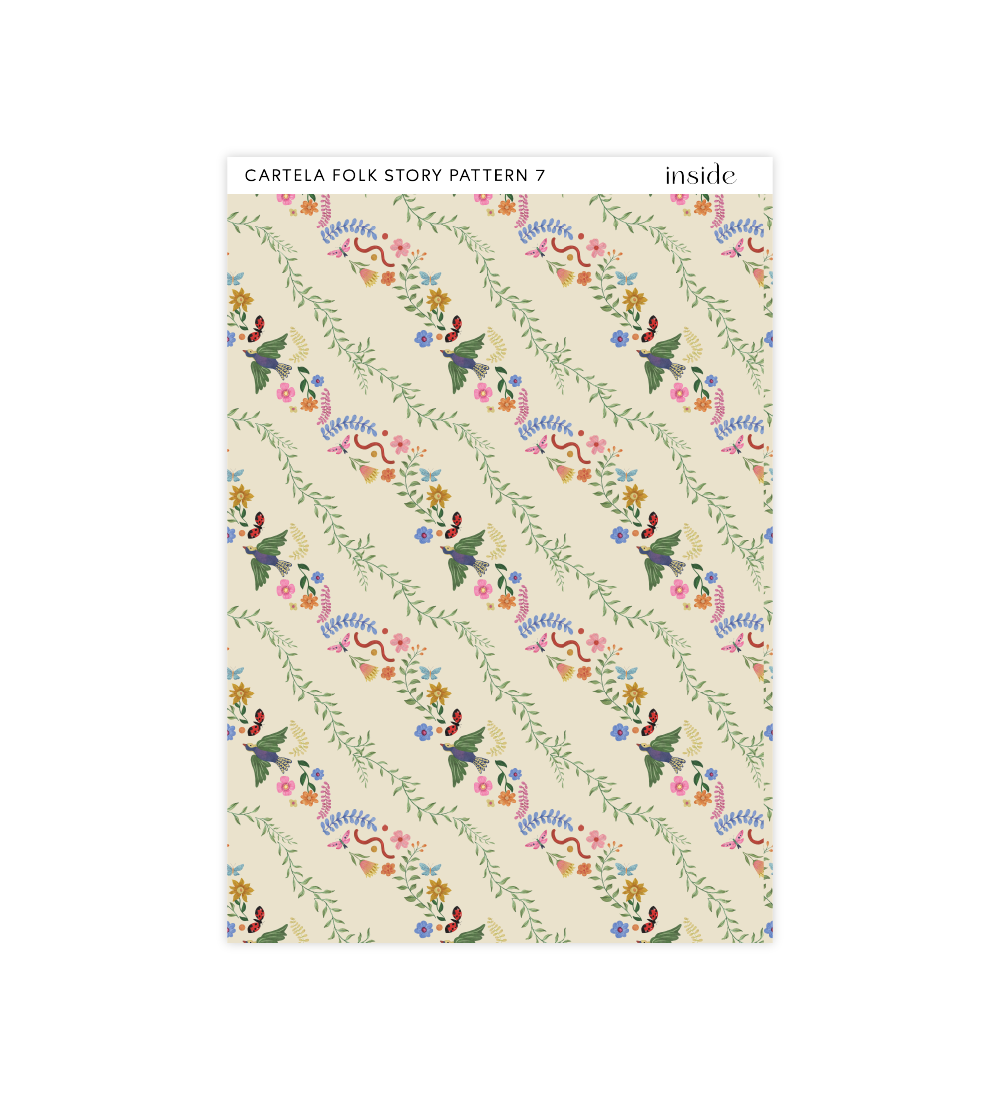 Cartela de Adesivos Folk Story Pattern 7 – Inside Papelaria