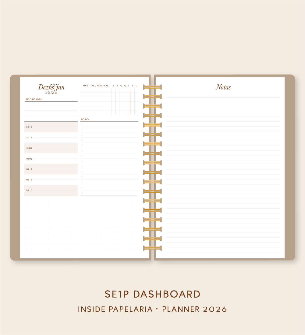 Insert Planner - Visões 2026 (somente semanas e/ou dias) - Meses Contínuos | 120g/m²