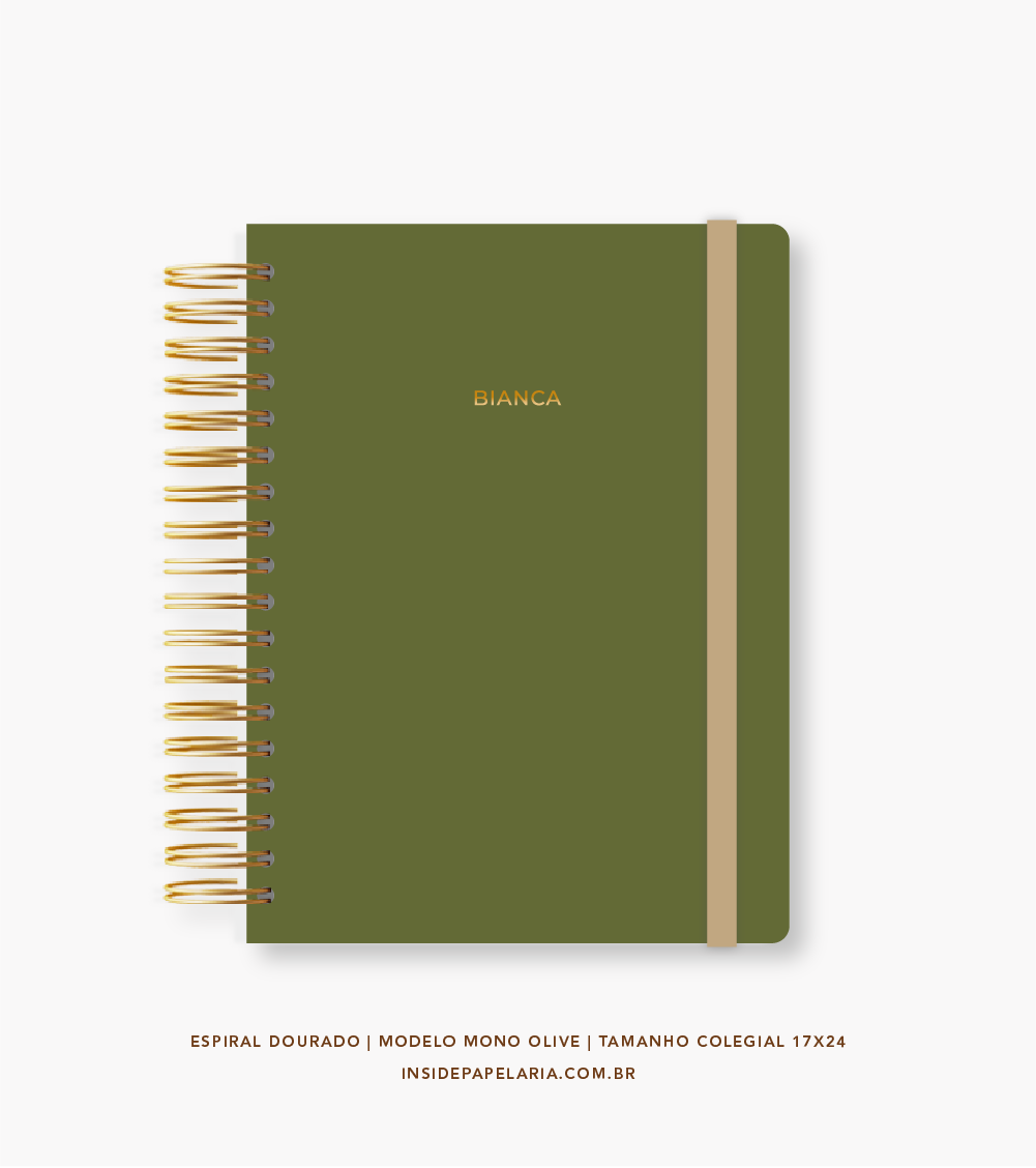 Caderno Reposicionável - Mono Oliva - Formatos Grandes - Inside Book