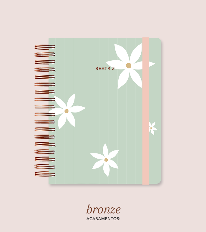 Mini Inside Verde Listrado Flores Grandes - Caderno A5